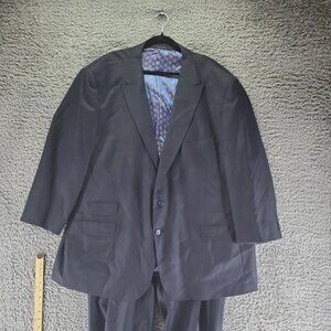 Tayion Suit Mens 56L 50x26 Navy Blue Gem Wool Suit Two Piece Set